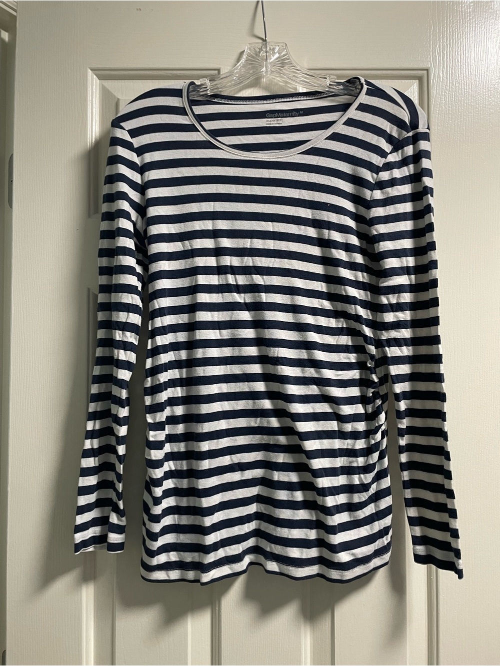 GAP maternity striped Long-Sleeve Crewneck Top - Navy & White
